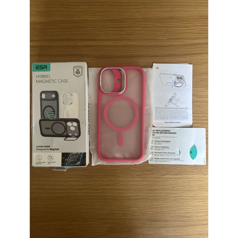 ESR for iPhone 17 Pro 6.3” Case with Stash Stand, Frosted Pink